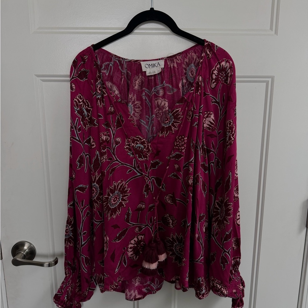 Anthropologie Women's Pink Floral Blouse